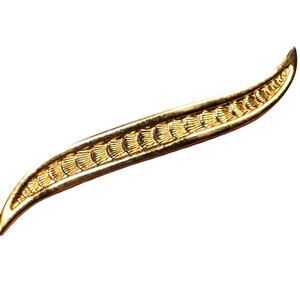 Vtg Monet Curved Bar Pin Brooch Textured Modernist Gold Tone Metal 2.75"